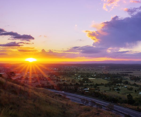 Sunset over Lockyer Valley, in South East Queensland, Australia.